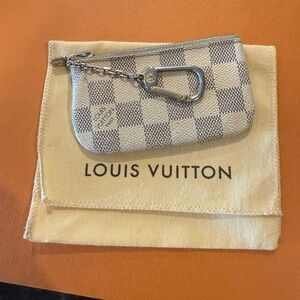100% Authentic Louis Vuitton Damier Azur Key Pouch! Zipper works great! RARE!
